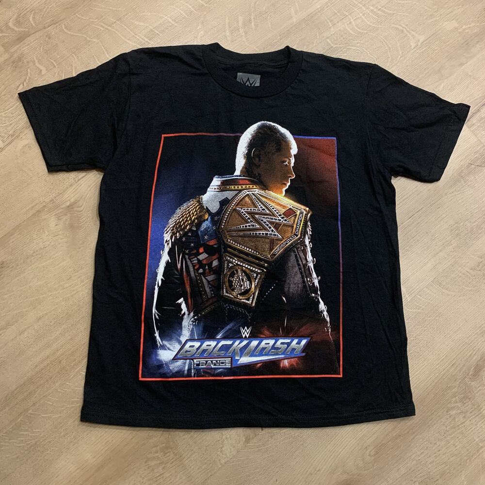 WWE Backlash Paris I Was There Event Exclusive T-Shirt Youth Boys L Cody Rhodes